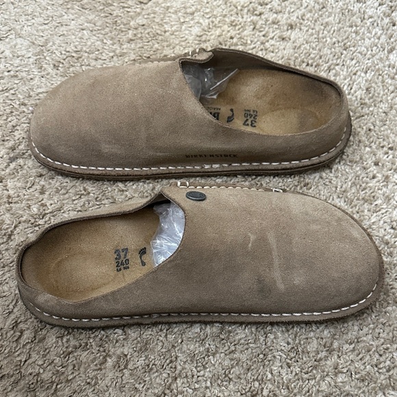 Birkenstock Brown Suede Slip-On Clogs - Picture 2 of 4
